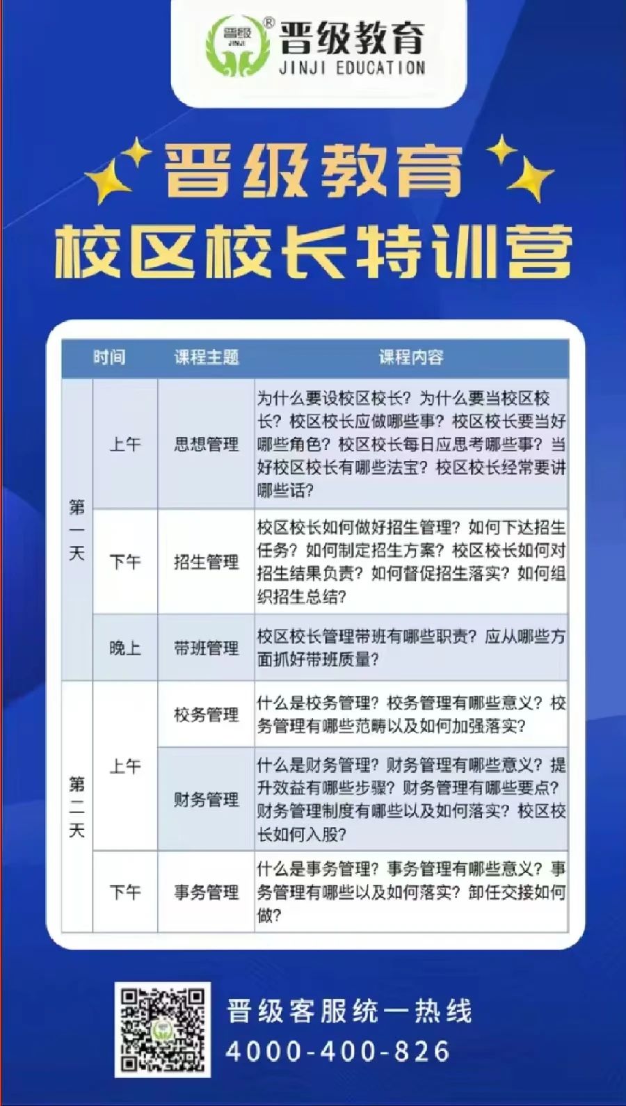 倒计时2天!第11期晋级教育校区校长特训营深圳站即将开课 倒计时2天!第11期晋级教育校区校长特训营深圳站即将开课