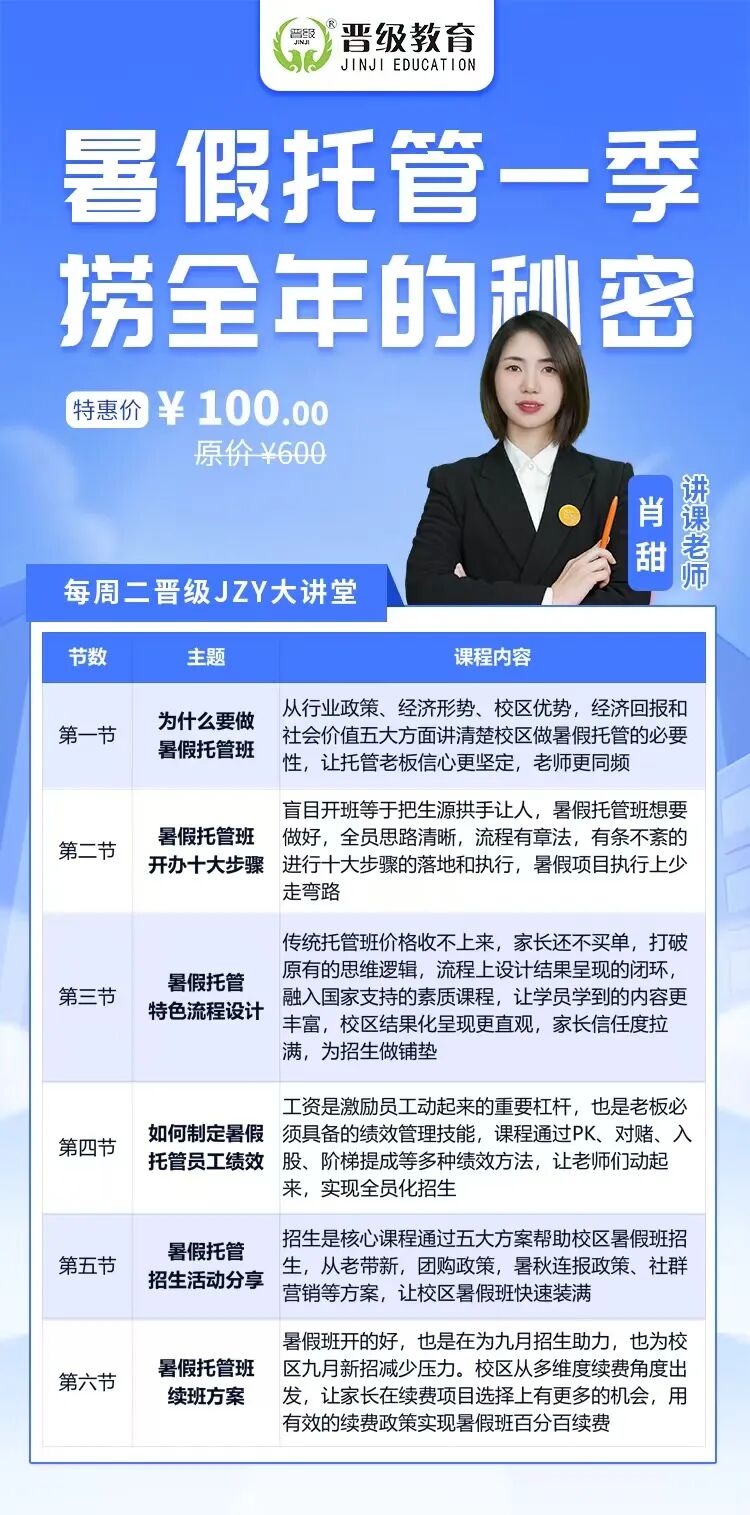 第653期JZY大讲堂为您带来:暑假托管一季捞全年的秘密 第653期JZY大讲堂为您带来:暑假托管一季捞全年的秘密