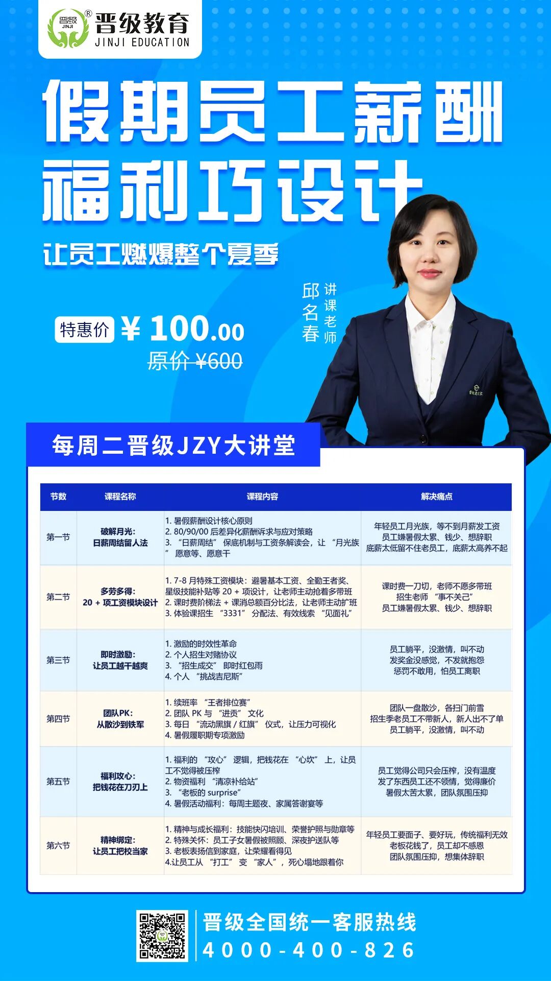 第659期JZY大讲堂为您带来：假期员工薪酬福利巧设计，让员工燃爆整个夏季